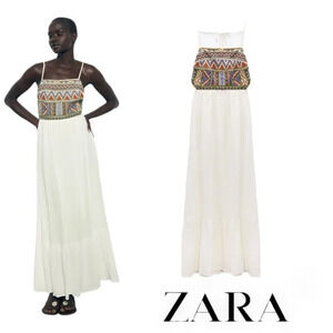ZARA | Oyster White | EMBROIDERED BEADED DRESS